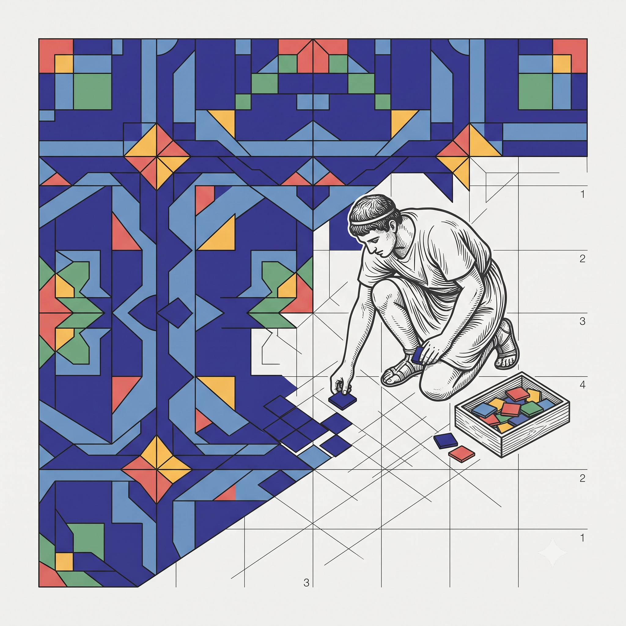 Un mosaïste posant une tesselle, illustration de l'approche sur mesure